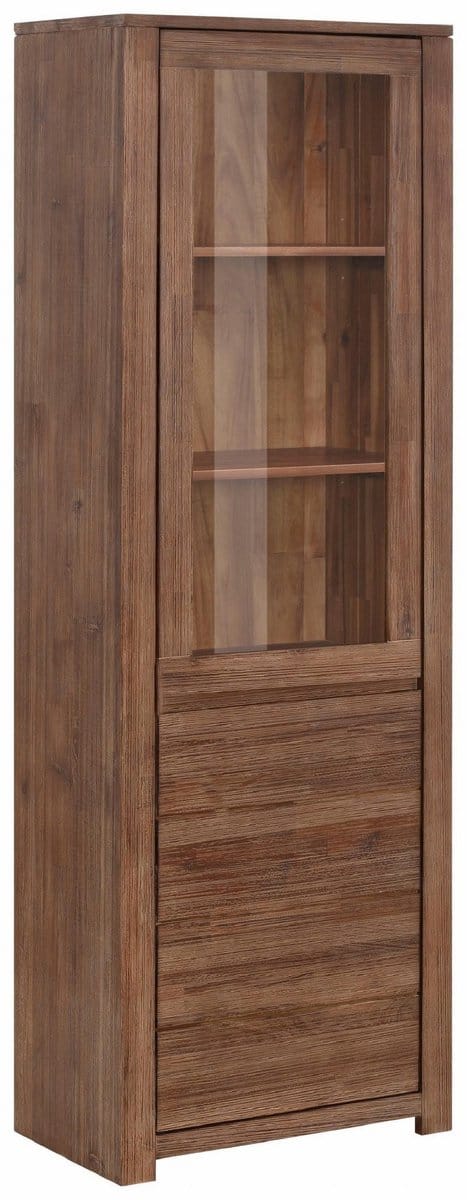 Wally-Vitrinekast - Glas & Hout Deur - Bruin Acacia