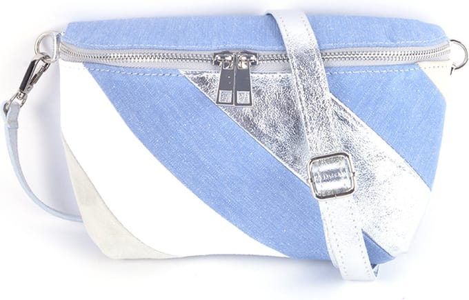 Giuliano Lederen Rainbow Metallic Heuptas Tessa - Jeansblauw
