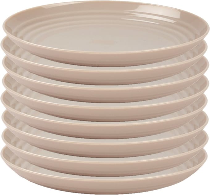 PlasticForte Rond bord/camping bord - 8x - D22 cm - beige - kunststof