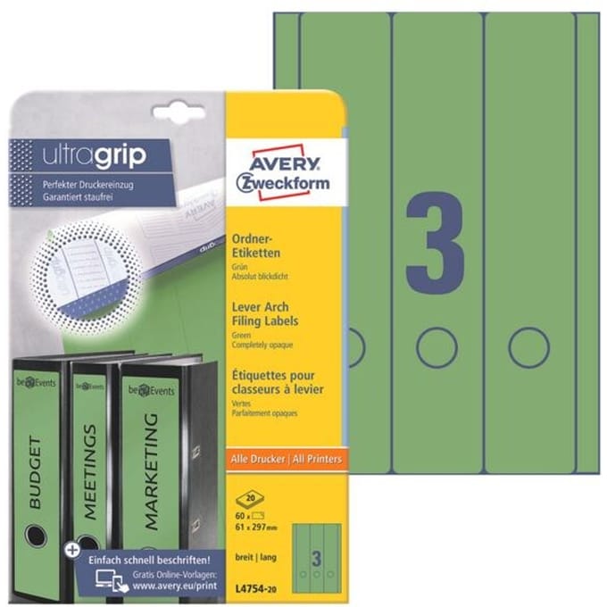 Avery ordnerrugetiketten 297 x 61 mm rood 60 stuks