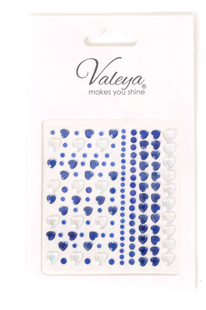 Steentjes - Face en Body Opplak - Hartjesmix Blauw-Wit