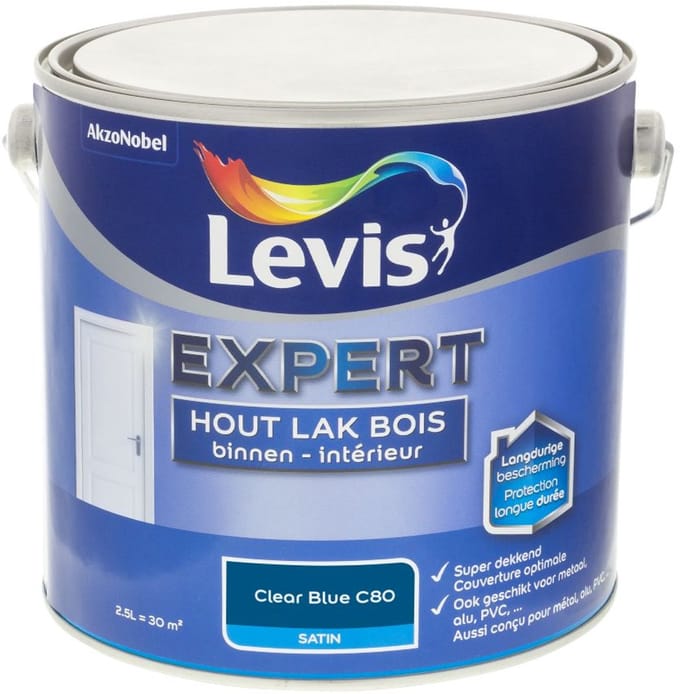 Levis - Expert Hout Lak Binnen Satin Mix - Clear Blue C80 - Mengverf - 2,5 L
