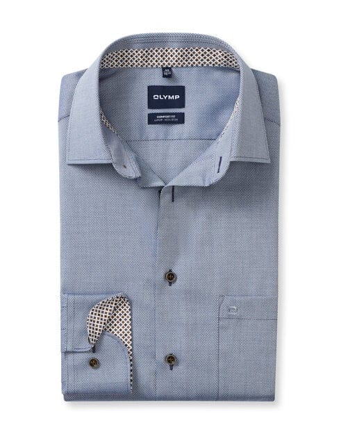 OLYMP Luxor Overhemd, Comfort Fit, New Kent, Marineblauw