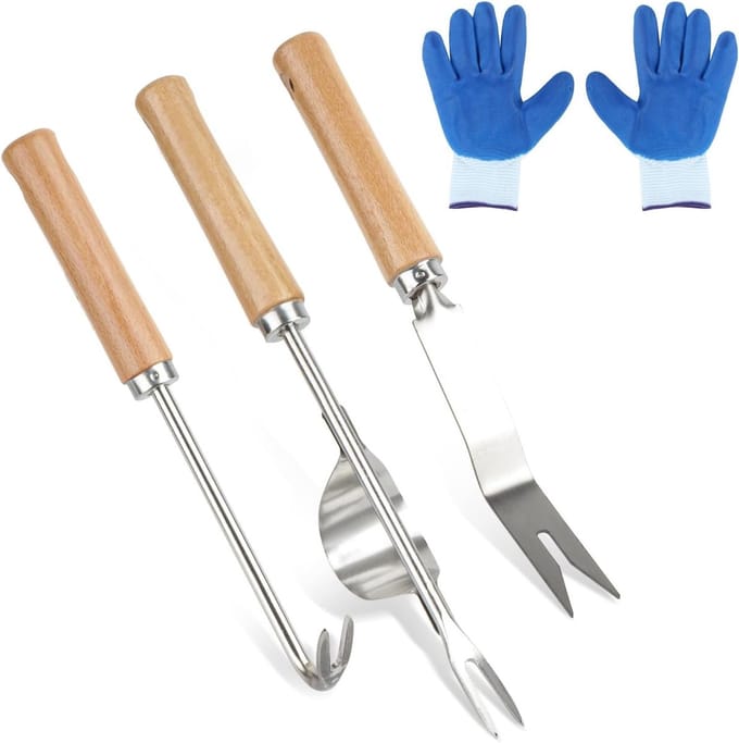 Dailygoods - 3 Stuks Tuin Onkruidverwijderaars - Roestvrijstalen Tuinwerktuig