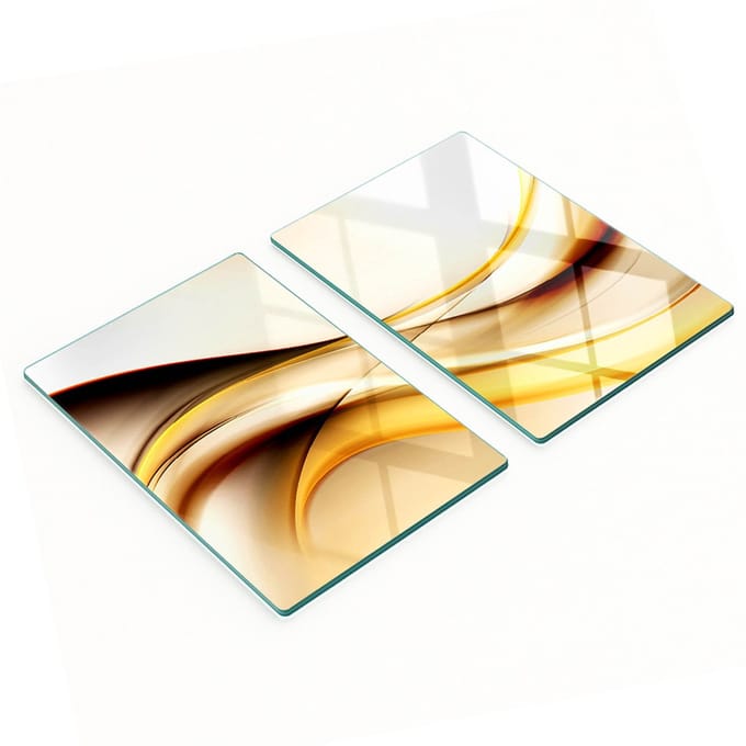Stijlvolle en duurzame glazen borden met abstracte golfprint, 2x40x52 cm