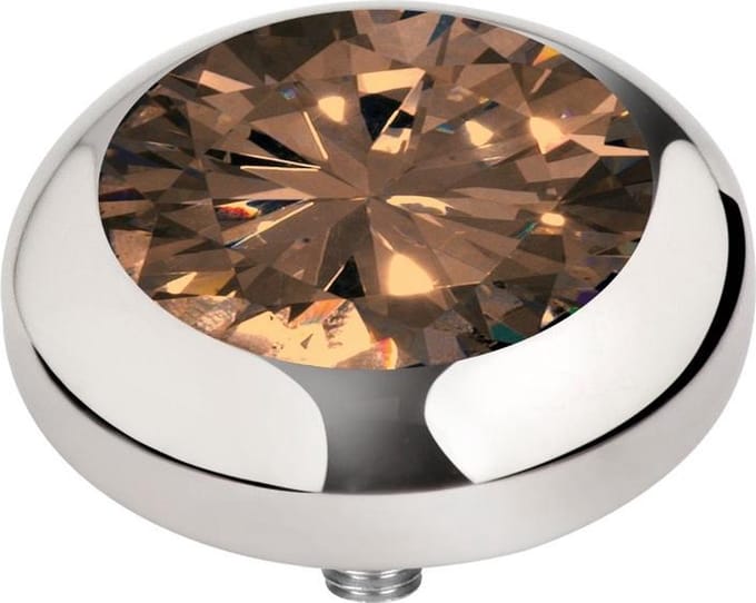 Melano Vivid Basic CZ Steentje Smoked Topaz | Zilver