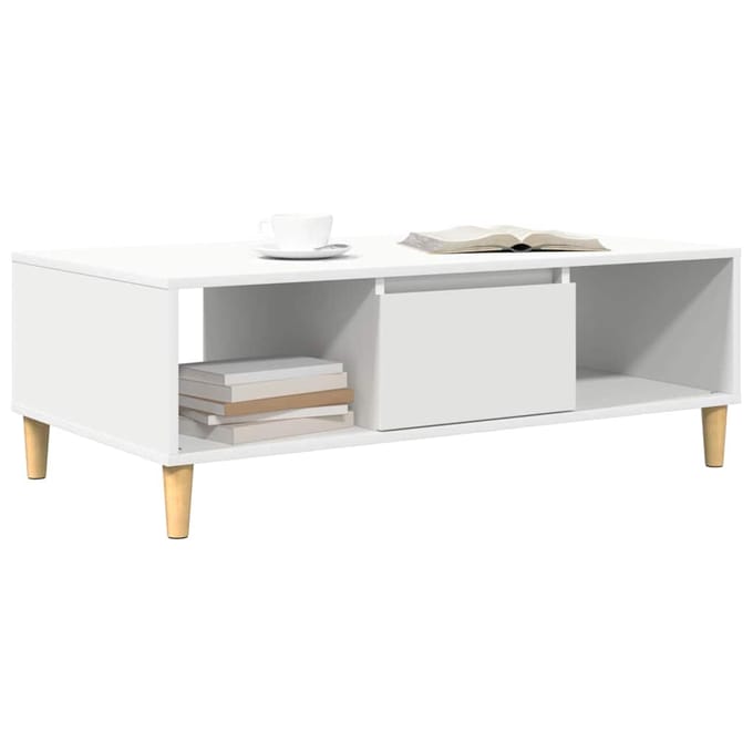 vidaXL - Salontafel - Wit - 102 - x - 55 - x - 35 - cm - Bewerkt - hout