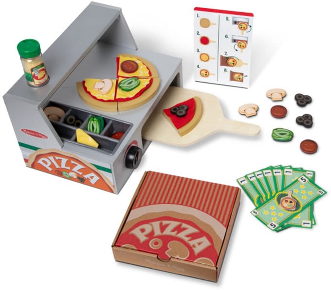 Melissa & Doug Wooden Playset Top and Bake Pizza Counter
