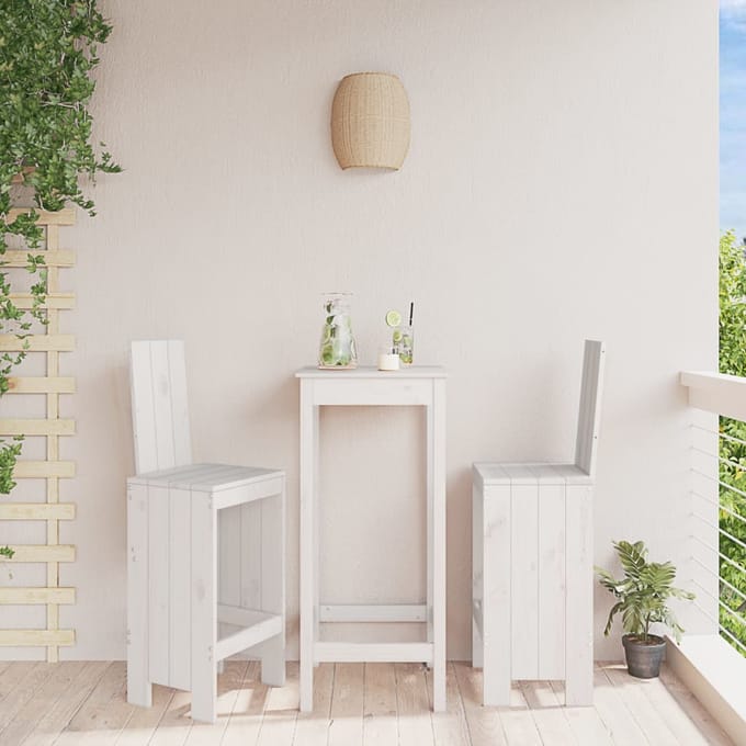 vidaXL - Barkrukken - 2 - st - 40x42x120 - cm - massief - grenenhout - wit