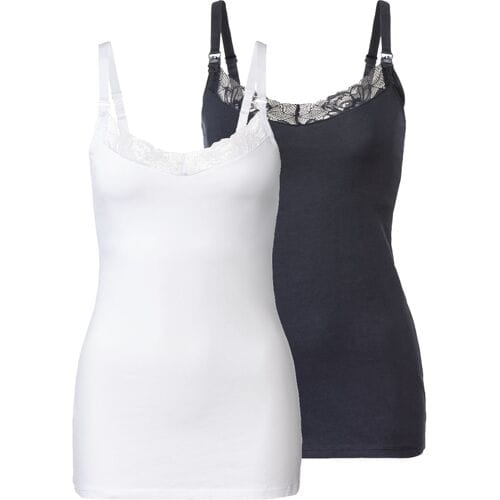 ESMARA 2 dames voedingstops (Donkerblauw/wit, XS (32/34))