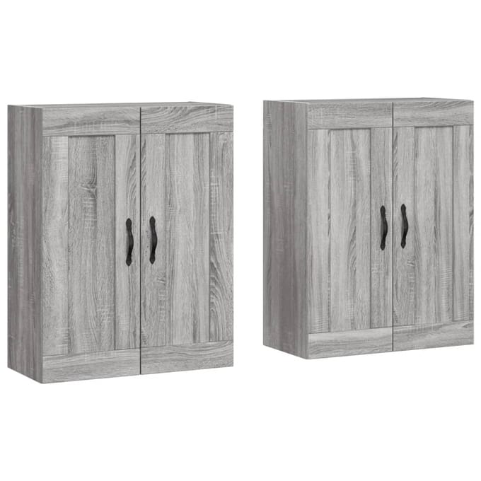 vidaXL - Hangkasten - 2 - st - bewerkt - hout - grijs - sonoma - eikenkleurig