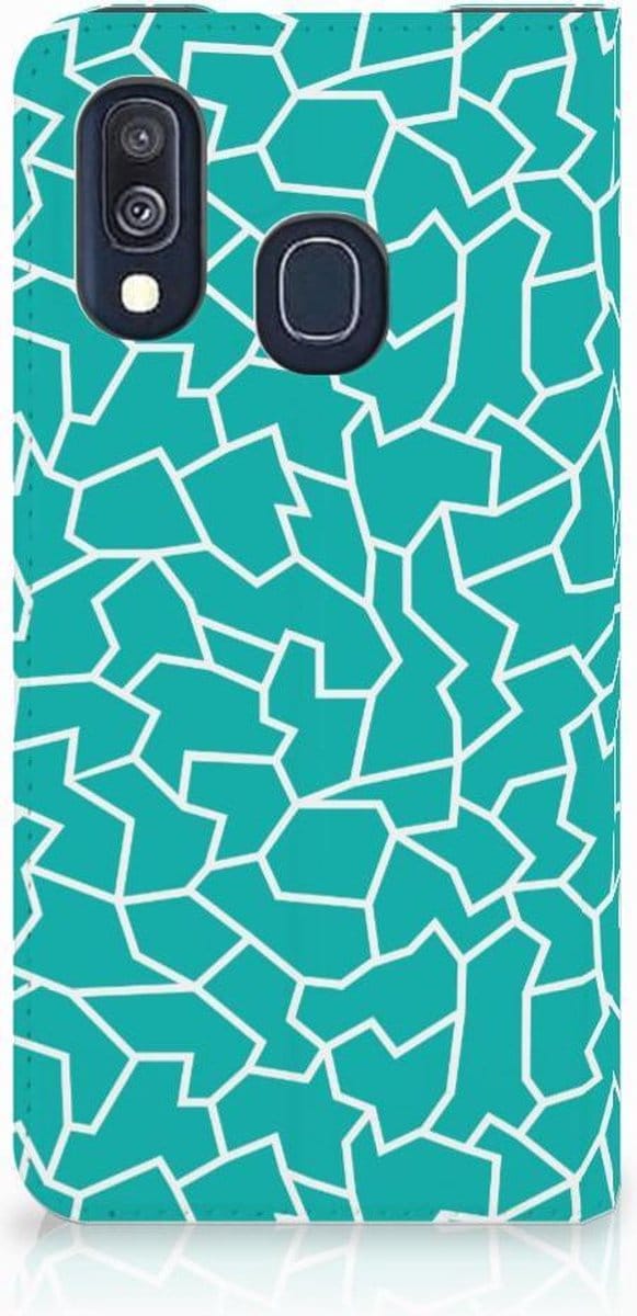 Samsung Galaxy A40 Bookcase Cracks Blue