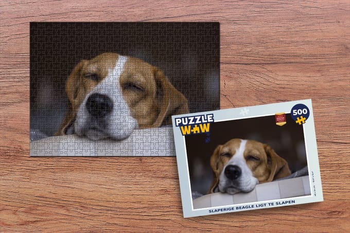 Puzzel Slaperige Beagle ligt te slapen - Legpuzzel - Puzzel 500 stukjes