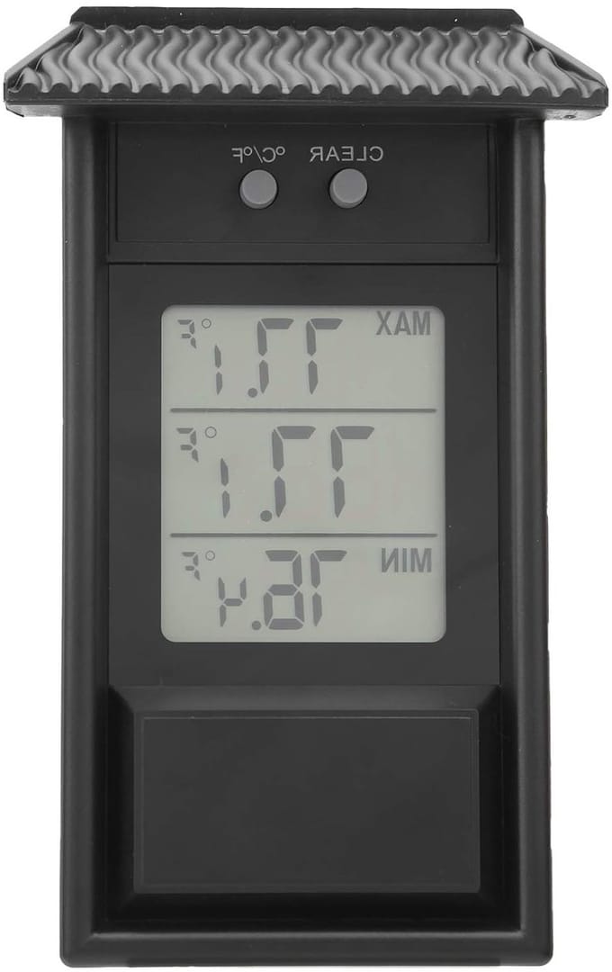 Digitale Min/Max Tuinthermometer voor Buiten, Waterdichte Temperatuurmeter met Groot Scherm voor Kassen en Tuinen