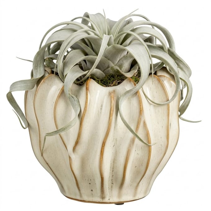 Mica Decorations Planten / bloempot Thom - creme kleur - keramiek - 25 x 31 cm