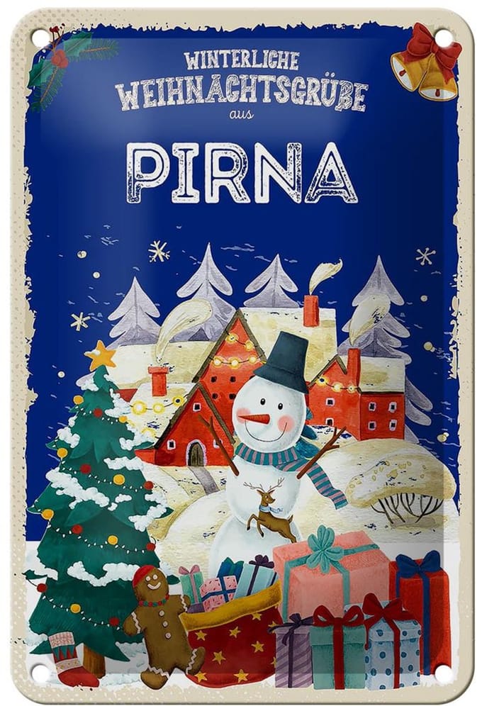 Blechschild Weihnachtsgrüße PIRNA Geschenk Dekoration 12x18cm