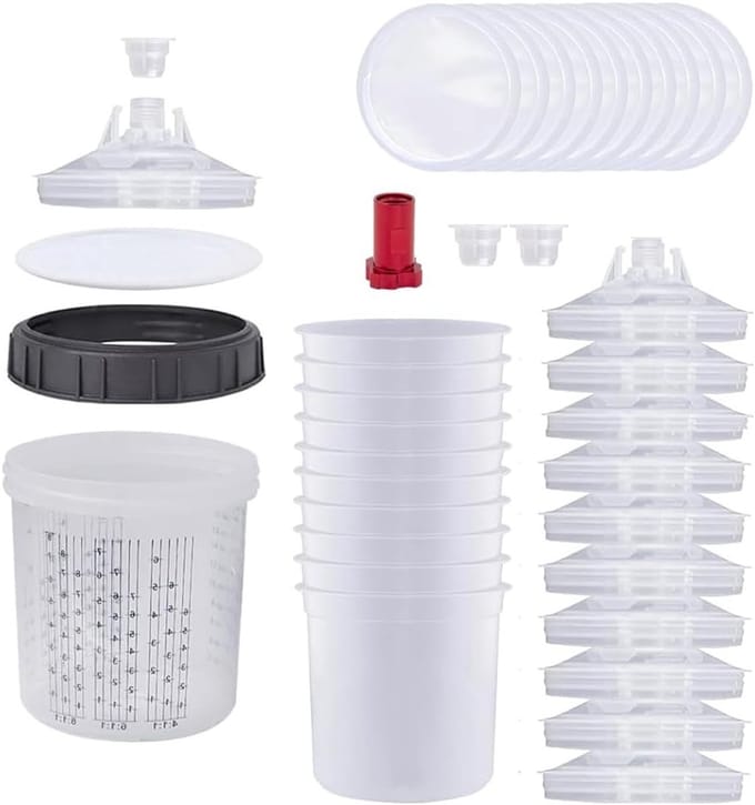 Professionele verfspuit met mengbeker, 10 inzetstukken, filters en accessoires voor optimale verfresultaten (600 ml)