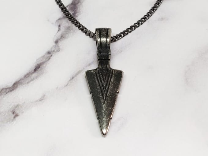 Mei's - Viking with Spear - ketting heren - RVS zwart - 60 cm