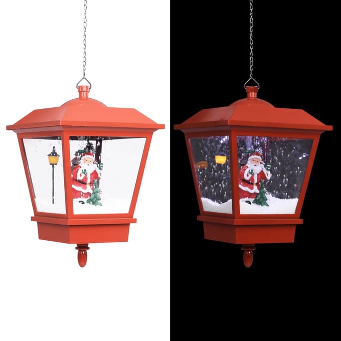 vidaXL - Kersthanglamp - met - LED-lamp - en - kerstman - 27x27x45 - cm - rood