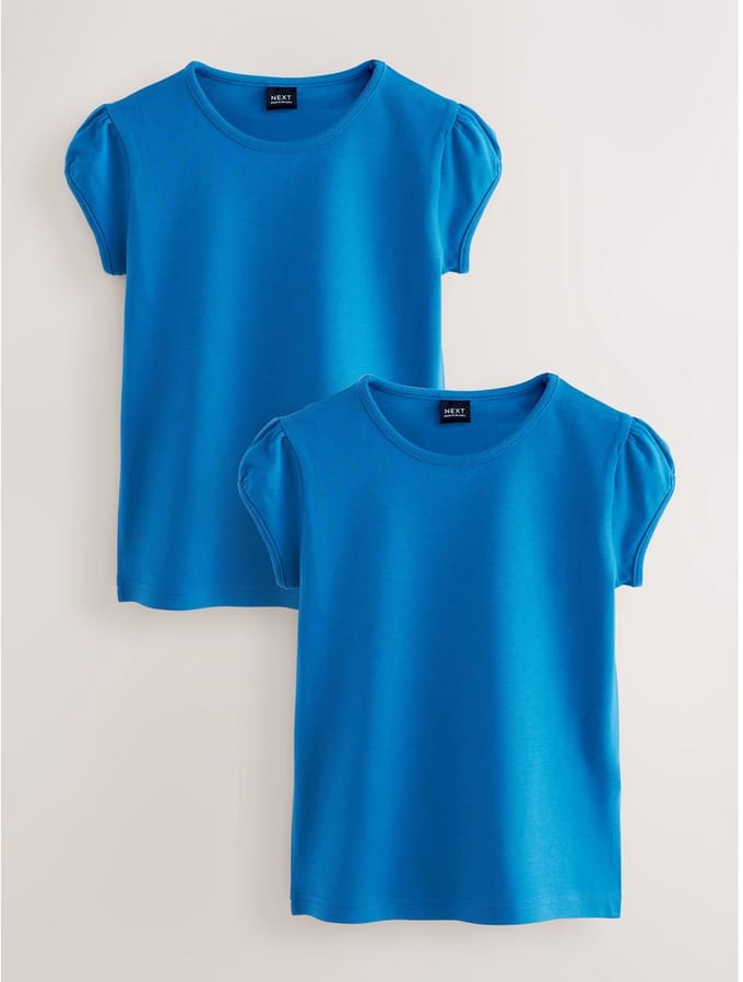 Next - Meisjes - 2 -pack T-shirts met pofmouwen - Blauw