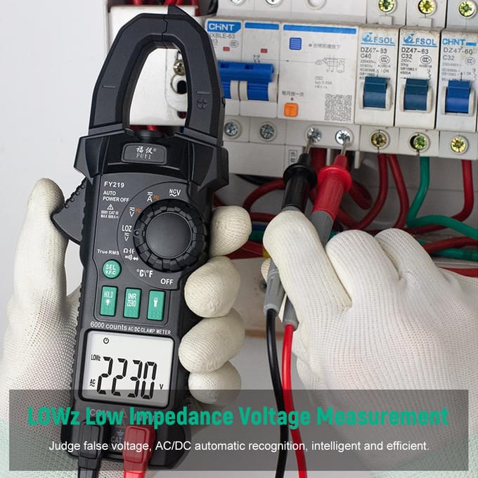 FUYI AC DC Inschakelstroom Stroomtang 6000 Counts Automatisch Bereik Stroomtang Multimeter Temperatuur zwart