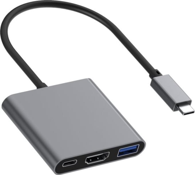 USB C naar HDMI Adapter - 3 in 1 - 4K HDMI - USB 3.0 - Spacegrey - USB-C Opladen