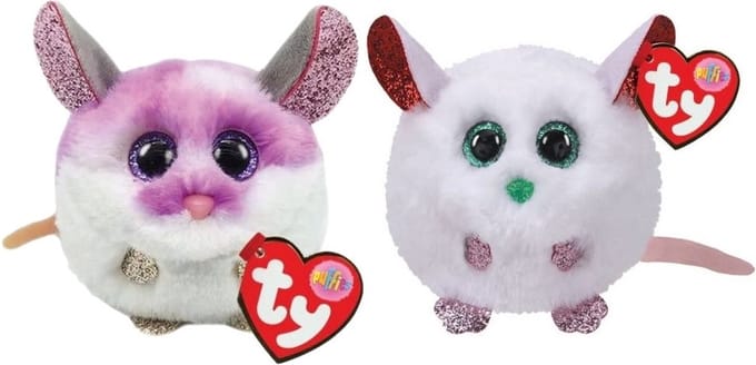 Ty - Knuffel - Teeny Puffies - Colby Mouse & Christmas Mouse
