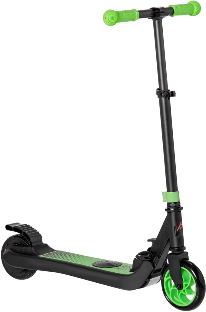 HOMCOM-E-Scooter-Verstärktes Nylon, Aluminium-71L x 36,5B x 75-80H cm-Grün+Schwarz