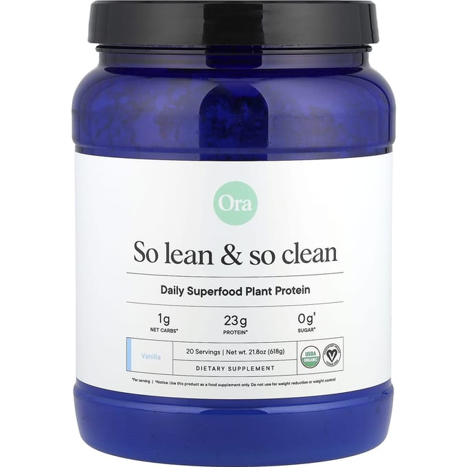 Ora, So Lean & So Clean, Protéine Superaliment Végétale, Saveur Vanille, 21,2 oz (600g)