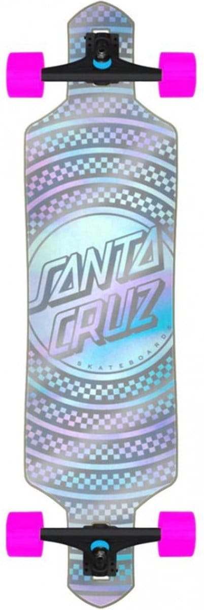 Prismatic dot drop-through longboard 36 inch grijs met rose