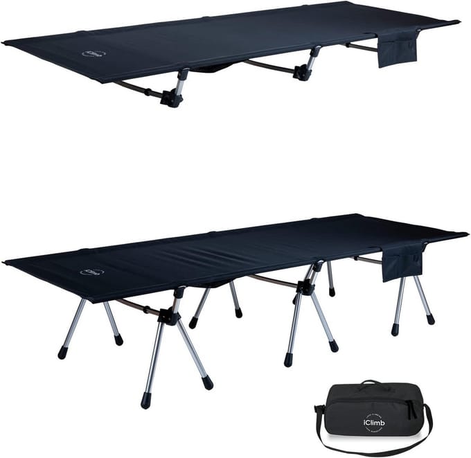 Opvouwbaar Camping Bed Ligtgewicht & Compact - Tweede Hoogte Instelbaar - Snel Opzetten