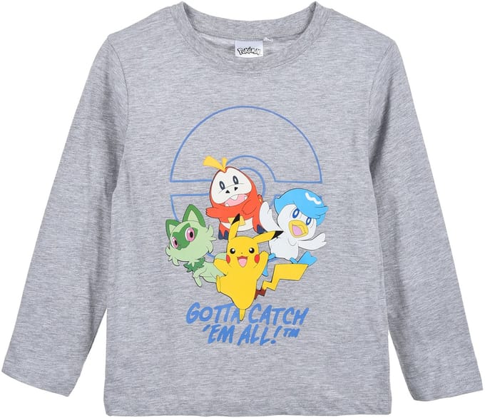 Pokémon Longsleeve Kindershirt – grijs – Gotta Catch ’Em All – Maat 110