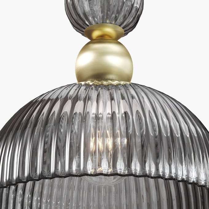 Maytoni hanglamp Antic, rookgrijs/goud, Ø 30 cm, glas, E27