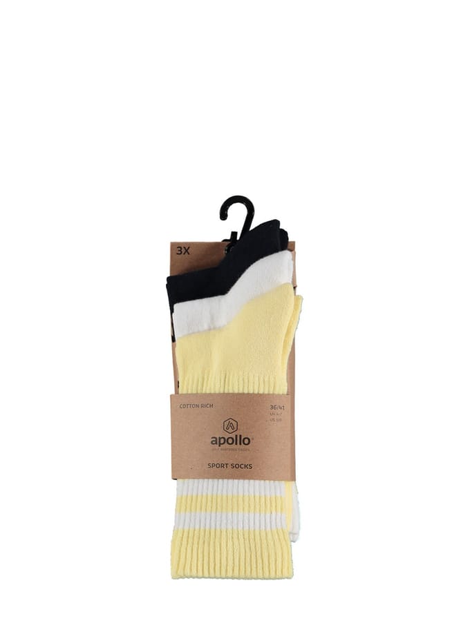 Apollo - Stripe Sport Socks 3-pack Geel 36/41