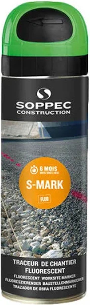 Markeringsverf Soppec S-MARK groen, spuitbus à 500 ml.