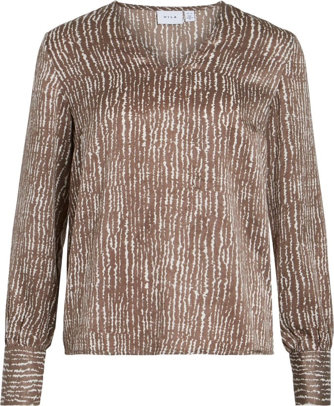 VILA - VISALLY FIA V-NECK L/S TOP/PB - Dames - Blouses