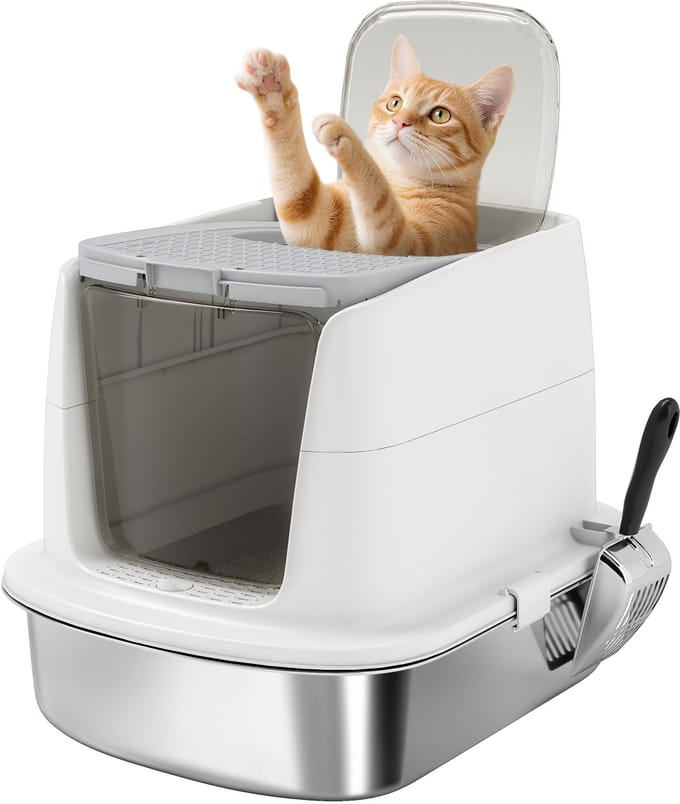 PawHut kattenbak - kattenbaklade - 52,4L x 41,3B x 39,8H cm - wit