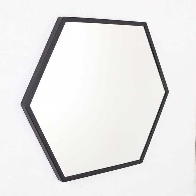 LOFT42 Wandspiegel Zeshoek Large - Zwart - 58x50