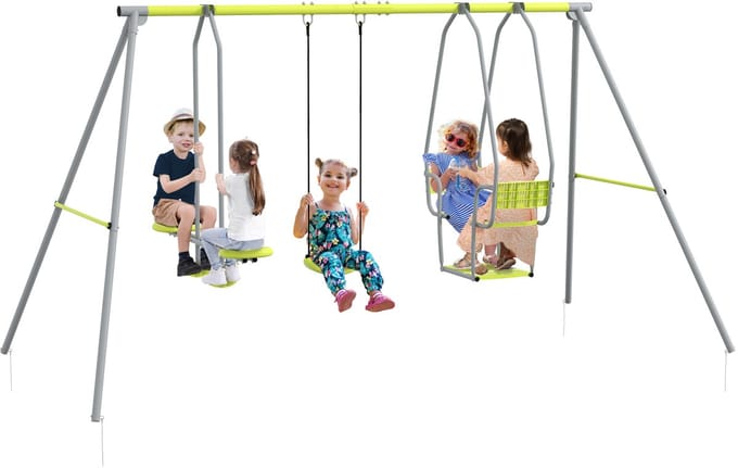 Outsunny Kinderschommel - Metaal - 283x156x180cm - Groen