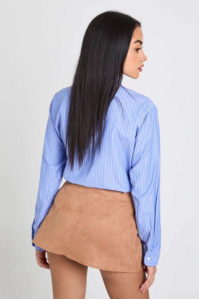 boohoo Dames Faux Suede Mini Skort | Tan | Maat: 8