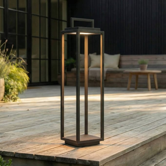 Lucande LED buitenlamp Elaja, zwart, oplaadbare batterij, USB, dimbaar