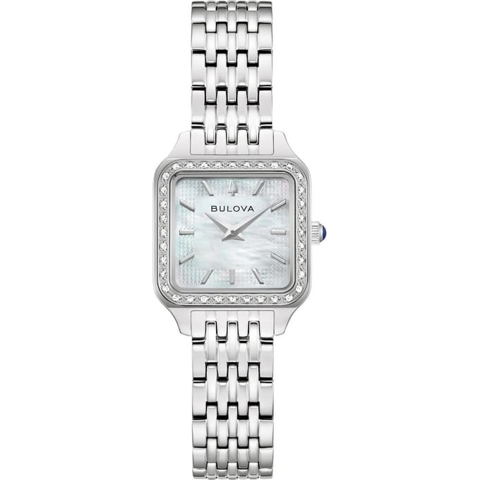 Bulova Sutton Roestvrij Staal Diamantaccenten Wit Wijzerplaat Kwarts 96R256 Dameshorloge wit