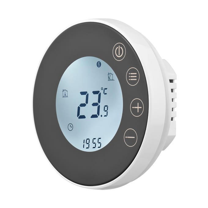 Thermostat numérique intelligent Programmable, contrôleur de température ambiante avec écran LCD à rétroéclairage rond water heating noir