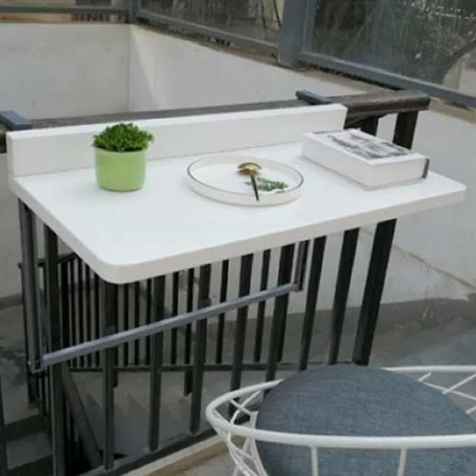 Balkon Tafel - Opvouwbaar Bureau - Buiten Leven - Inklapbaar en Verstelbaar - One Size - Wit