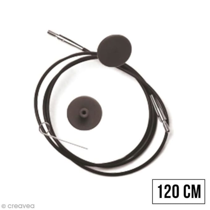Câble pour aiguille interchangeable - KNITPRO - n°76 - Noir - 120 cm - Cylindrique
