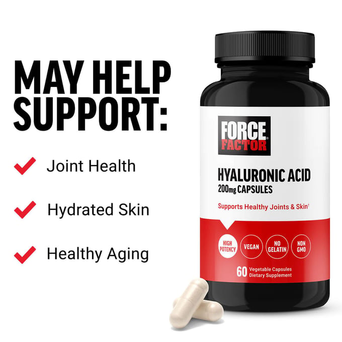Force Factor, Acide Hyaluronique, 200mg, 60 Capsules Végétales