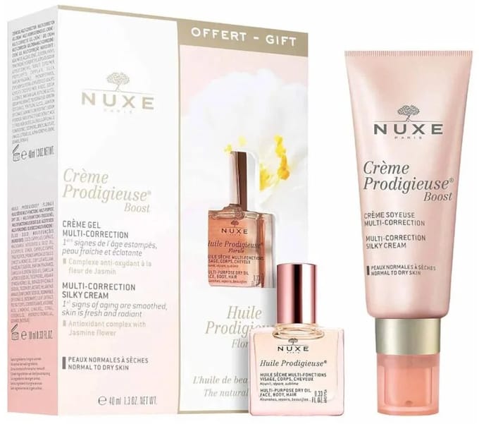 Nuxe Creme Prodigieuse Boost Multi Correction Silky Cream 40ml + Florale Dry Oil 10 ml - Giftset