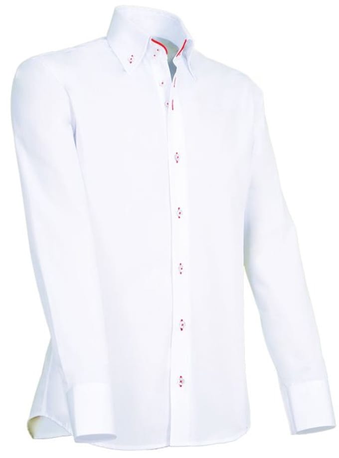Giovanni Capraro 913-85 overhemd | Wit met rode accenten | XL | LET OP: KORTE MOUW!!