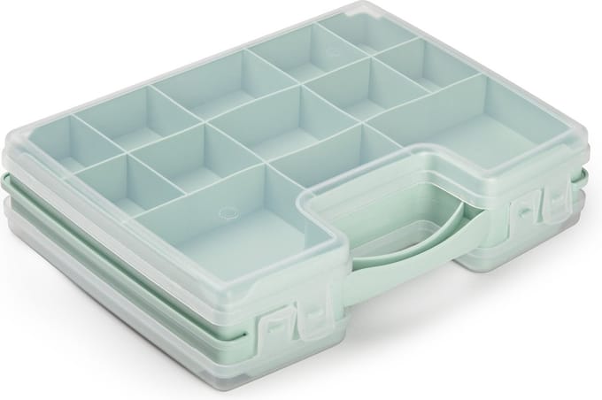 Plasticforte Opbergdoos - mintgroen - kunststof - 28 x 21 cm - met deksel - opbergbox/sorteerdoos