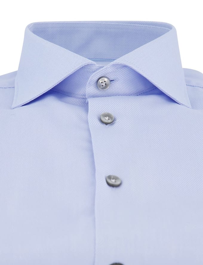 John Miller overhemd tailored fit blauw lange mouw